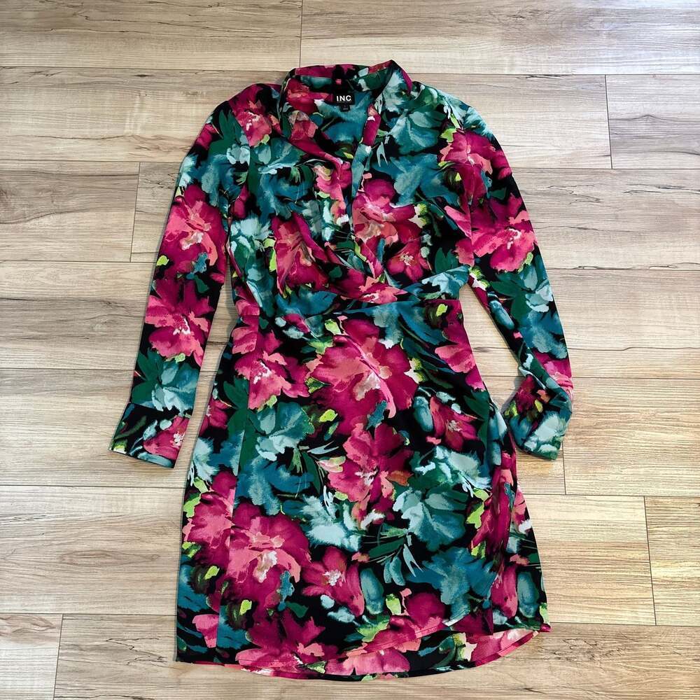 I.N.C.  Women's Printed Faux-Wrap Dress